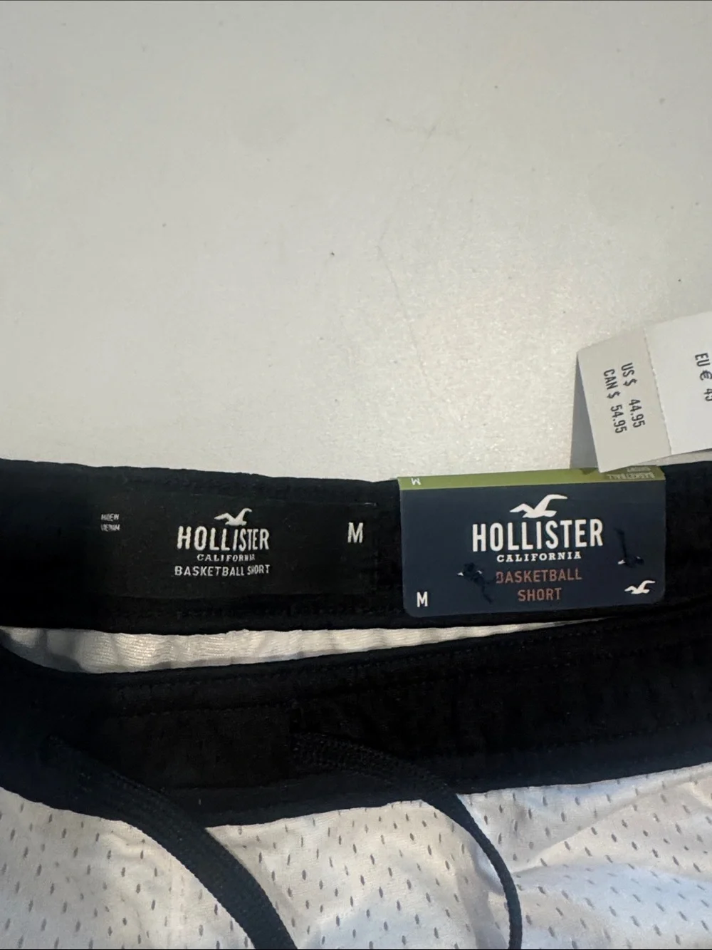 Hollister White Athletic Mesh Shorts with Black Trim